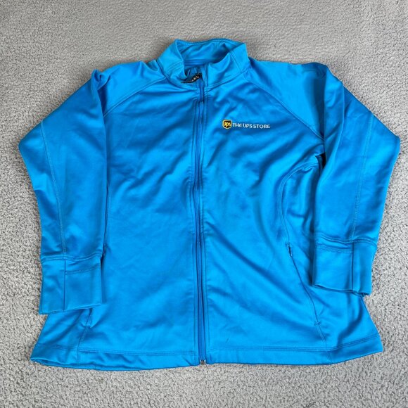 UPS Employee Jacket Womens XL Blue Full Zip Uniform Long Sleeve Logo Pockets - Picture 2 of 7